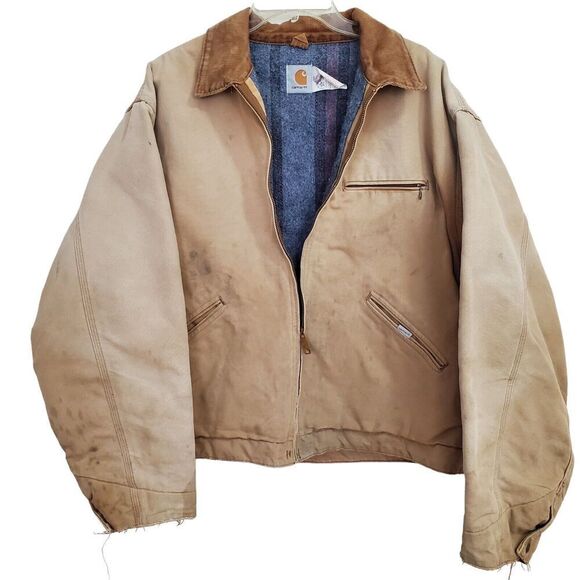 Carhartt Other - VTG Carhartt Detroit Jacket XL? USA J01 BRN Blanket Lined Duck Missing Hood READ